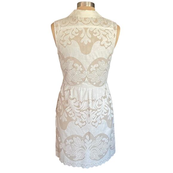 Greylin Cream Lace Overlay Sleeveless Shirt Dress Sheath Size M Wedding Guest - Picture 4 of 9